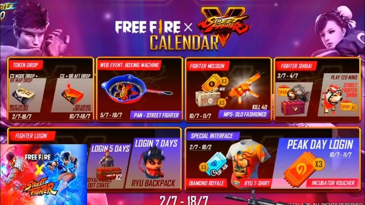 Lịch sự kiện Free Fire x Street Fighter